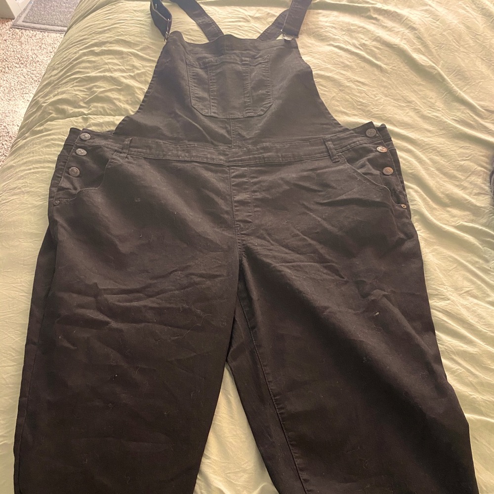 Plus size black overalls